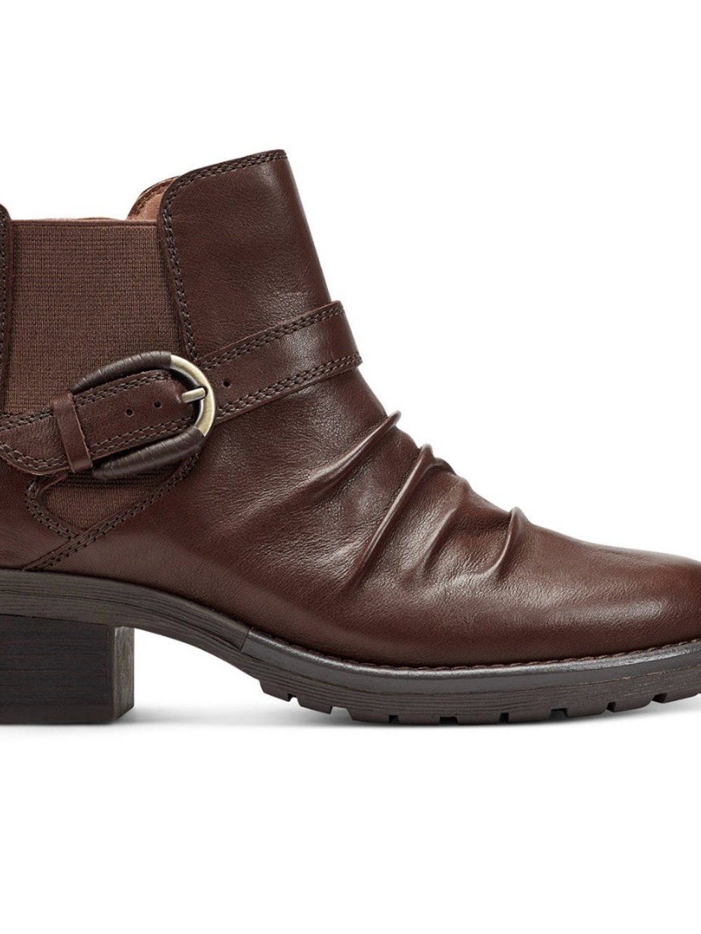 Earth Women's Dark Brown Leather Ankle Boots with Buckle